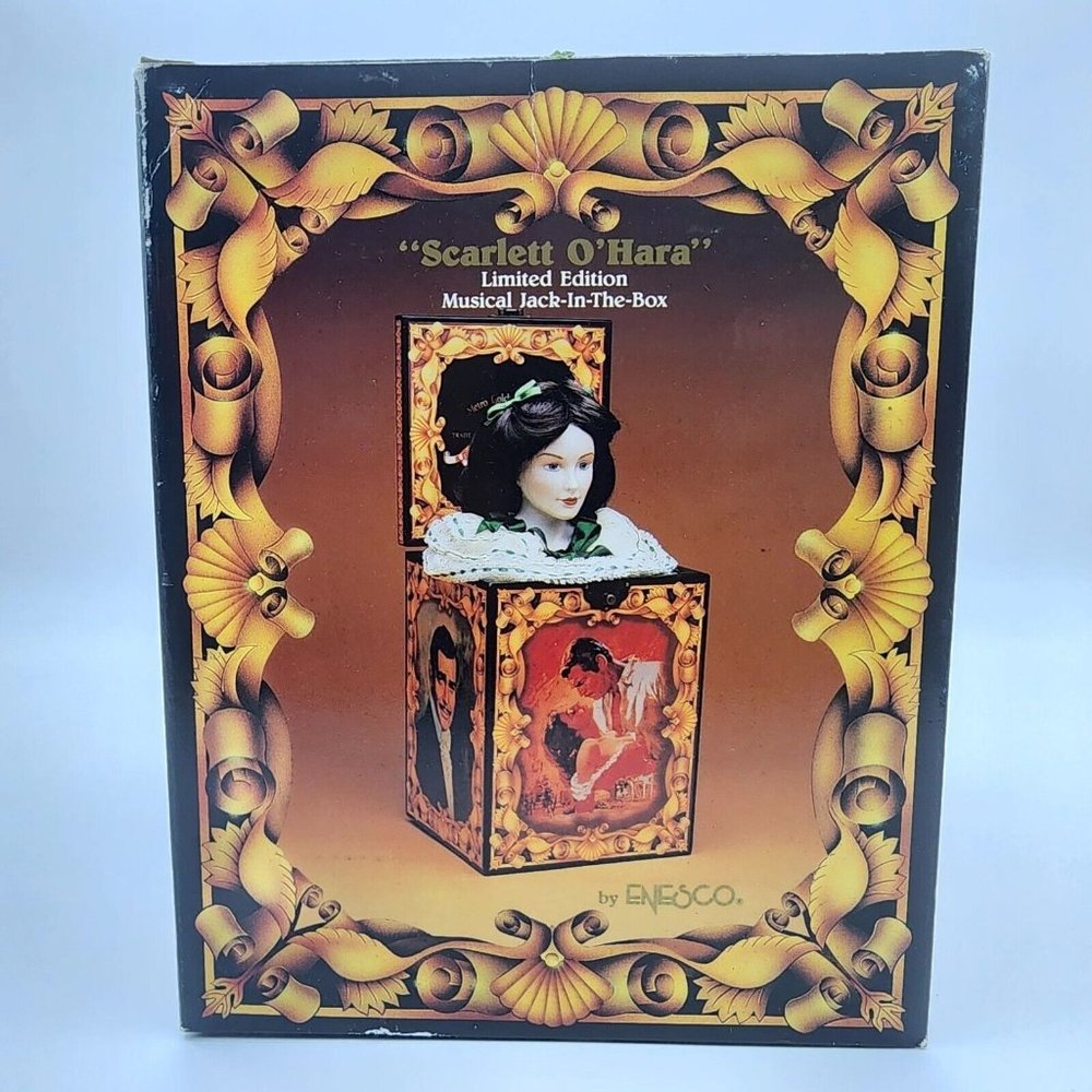 MGM Gone With the Wind "Scarlett O' Hara" Musical Jack in the Box w COA VTG 1989